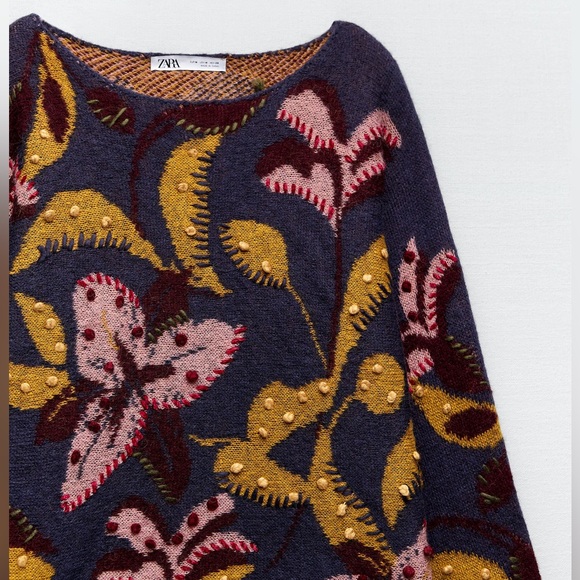 ZARA EMBROIDERED KNIT SWEATER - Picture 9 of 11